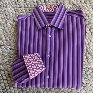 Robert Graham purple striped shirt with contrasting cuffs